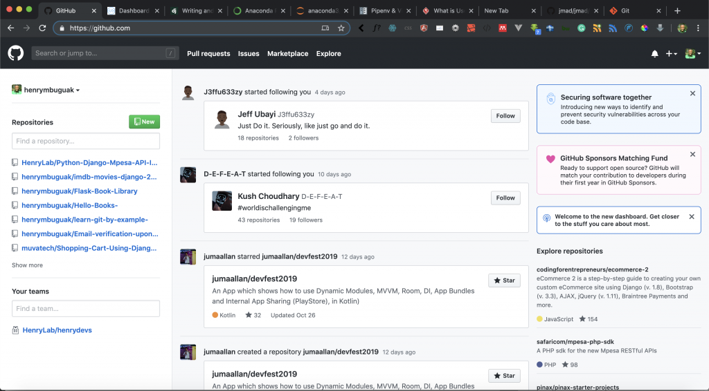 Github Home page